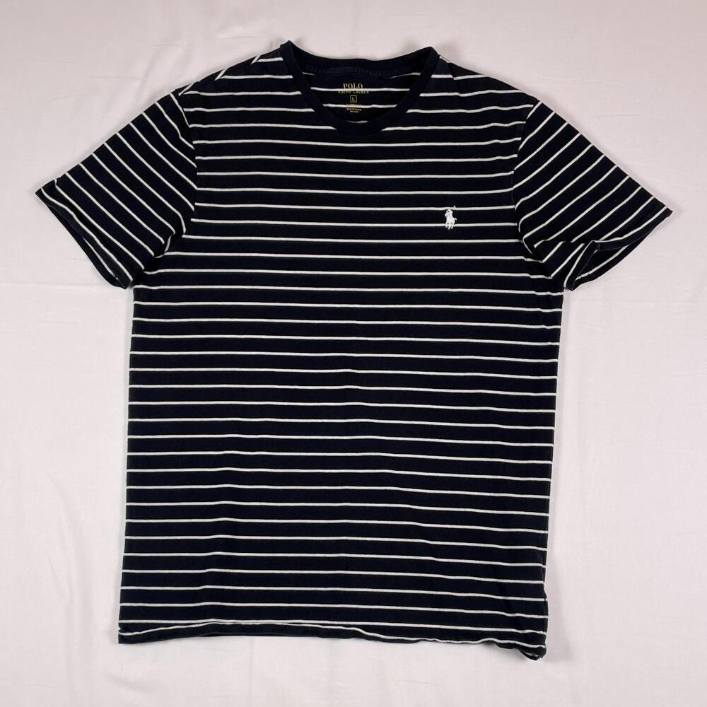 Polo Ralph Lauren Striped Tee | Black and White Stripe Custom Fit Crewneck T-Shi